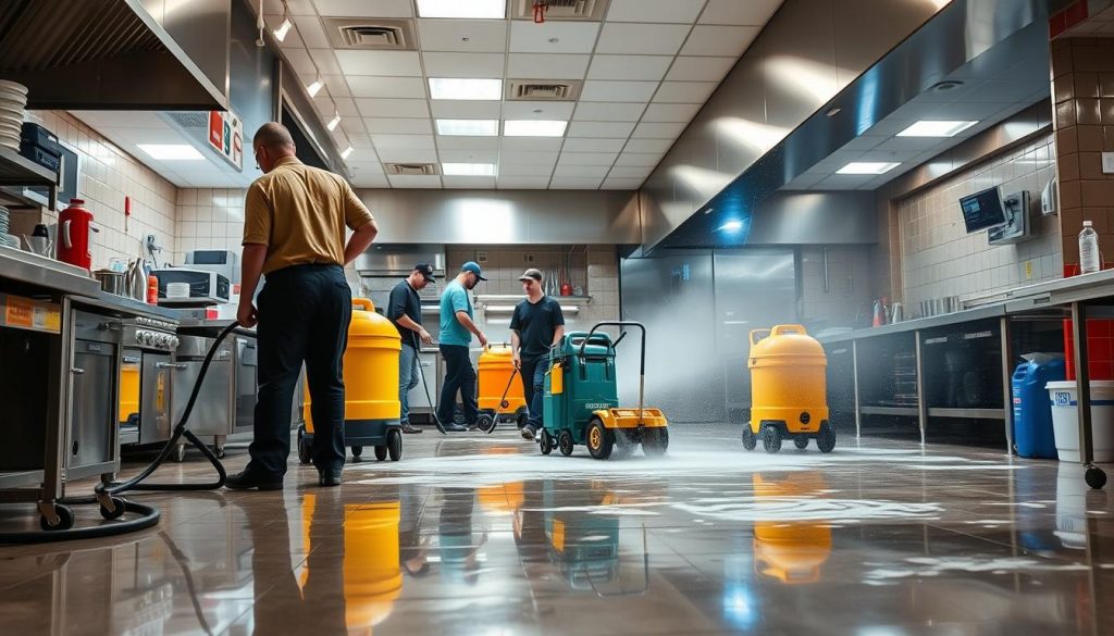 “How Atlanta’s Top Floor Cleaning Services Prevent Slips in Commercial Kitchens”
