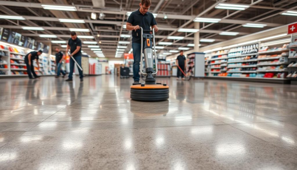 retail store floor stripping and waxing